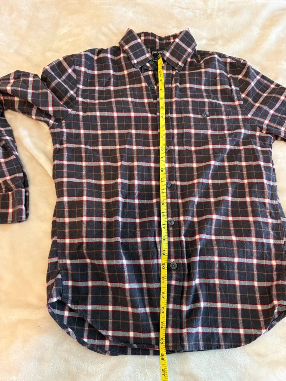 Todd Snyder One Pocket Flannel Shirt Red Black Plaid Buttoned Collar Small - Picture 9 of 15